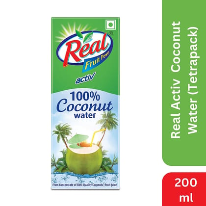 Real Activ Coconut Water/Nariyal Pani, 200 Ml Tetra Pack