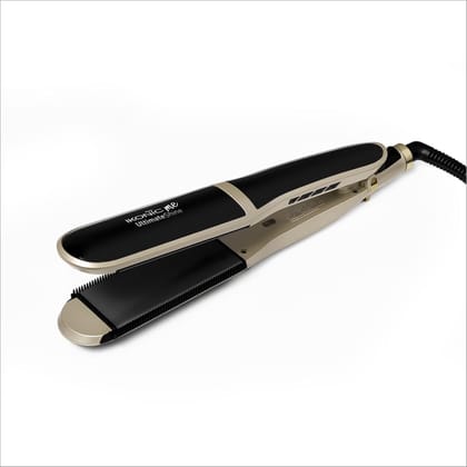 IKONIC Ultimate Shine Hair Straightener: 100-230°C Temp, Ceramic Plates, LED Display, Black & Gold