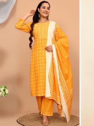 Yellow Embroidered Dupatta Set-40