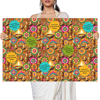 Custom Happy Diwali Gift Wrapping Paper - Bespoke Festive Symphony-Set of 10 sheets