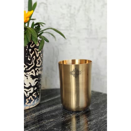 Indian Art Villa Brass Glass / Tumbler With Matt Finish, Volume-300 ML-1