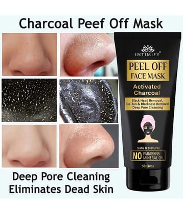 Intimify Charcoal Peel Mask, Face Mask, Blackhead Removal, Face Peel Off Masks, 50 Gms