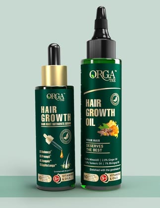 Orgatre Hair Growth Combo- 2X Solution | Boost Hair Growth with Serum And Oil