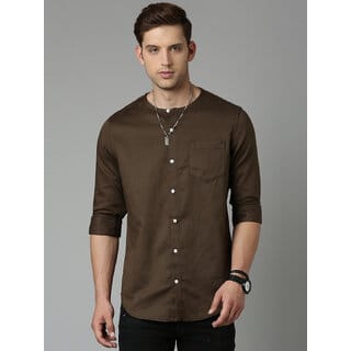 OOKO KAKA Men's Mandarin Collar Casual Shirt