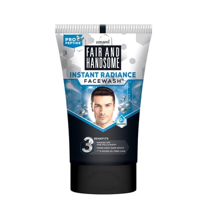 Fair and Handsome Instant Radiance Face Wash | Pro-Peptide | Instant Radiance| Washes of Fine Pollutants | Cooling Freshness | 100g