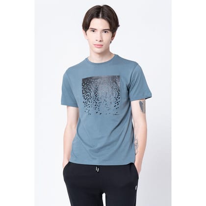 Red Tape Men Turquoise Blue Graphic Print T-Shirt