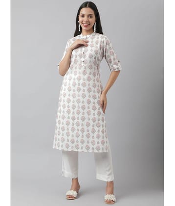 Divena - White Cotton Women''s Straight Kurti ( Pack of 1 ) - None