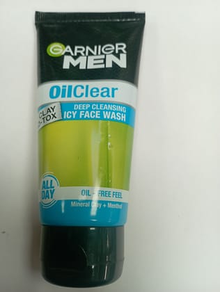 Garnier Men Oilclear Clay Deep cleansing D-tox icy face wash Oil-free fee Mineral clay+men 