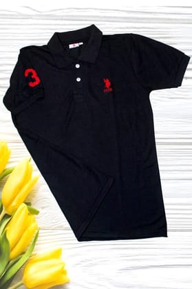 Polyester Solid Half Sleeves Polo T-Shirt-XL-40