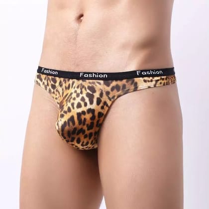 Men's Sexy Low Waist Leopard Print T-pants Underwear Frenchie Brief-M