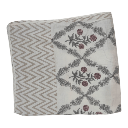 Meraki Red Block Print Malmal AC Quilt/Dohar-Double 85 x 95 inches