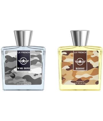 LA FRENCH War Zone & Resist Eau De Parfum (EDP) For Men 200ml ( Pack of 2 )