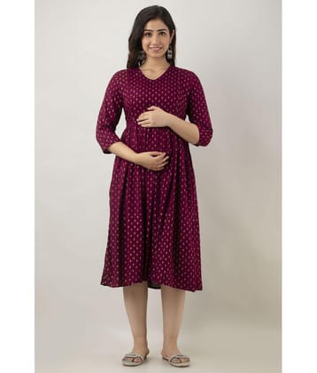 CELEBRAVO Purple Rayon Maternity Kurta Single - M