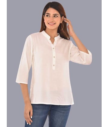 FABISHO White Rayon Women's Shirt Style Top ( Pack of 1 ) - None