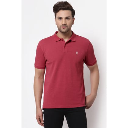 Red Tape Men's Maroon Melange Polo Neck T-Shirt