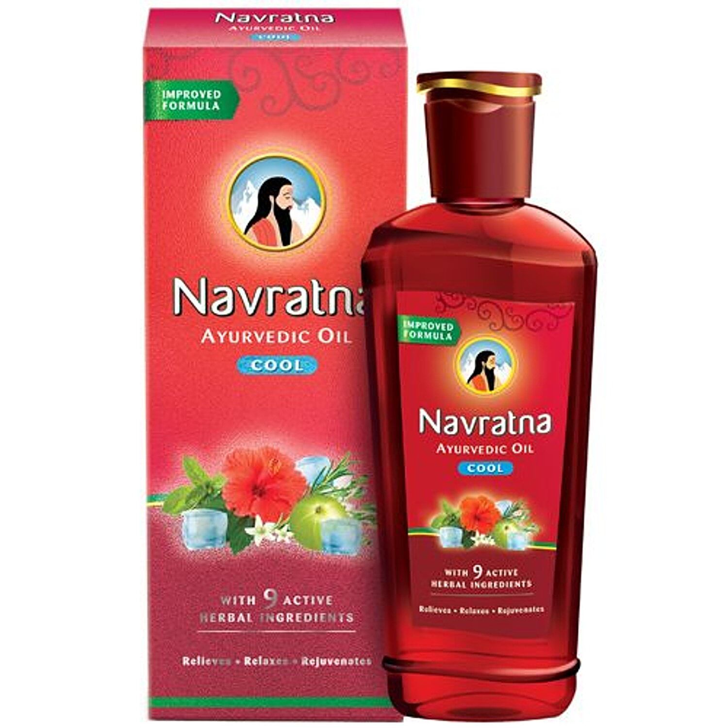 Navratna Ayurvedic Cool Oil - With 9 Active Ingredients, Relieves, Relaxes, Rejuvanates, 300 Ml