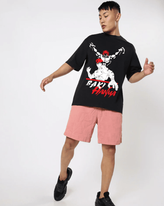 Hanma Black Oversized Tshirt-S