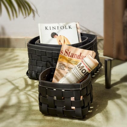 Modella Storage Baskets Set of 3 Black-Black