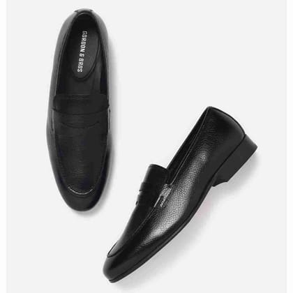 GORDON & BROS LIGHT BLACK MEN LEATHER LOAFER