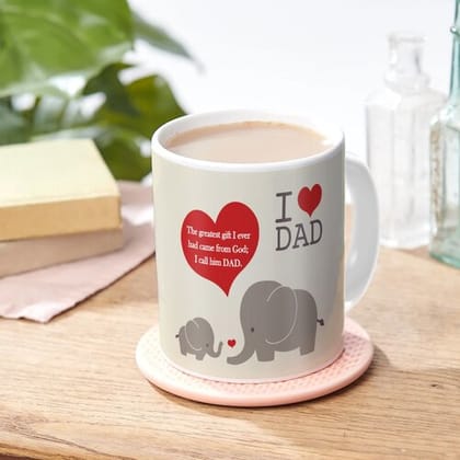 Indigifts Gift For Father From Daughter And Son I Love Dad Quote White Coffee Mug 330 ml - Birthday Gift for Papa-Dad-Father in Law-Grandfather, Parents Anniversary Gifts, Daddy Cup