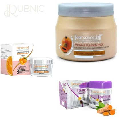 Aryanveda Papaya Pumpkin Face Pack & Blemish-End Cream & Tanend De-Tan Bleach