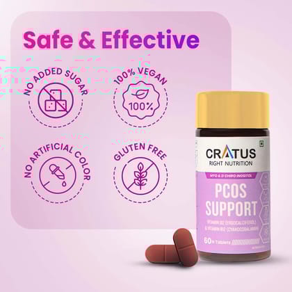 Cratus Right Nutrition - PCOS Tablets | Hormonal Balancing and Fertility Support | Designed for Effective PCOS Management | Helps Regulate Menstrual Cycles and Boost Metabolic Health | 180 Tablets