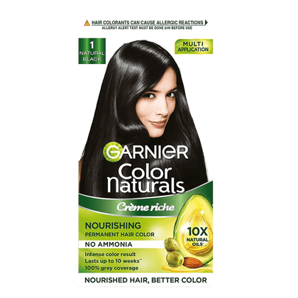 Garnier Color Naturals Crème Hair Colour, 70 Ml + 60 G Shade 1, Natural Black