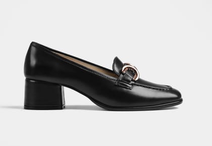 CELIA HEEL LOAFERS IN BLACK LEATHER-EU 36/UK 3