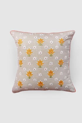 Zaina By Ctok Gul Nilofer Aari Embroidered Cushion Cover - Cream