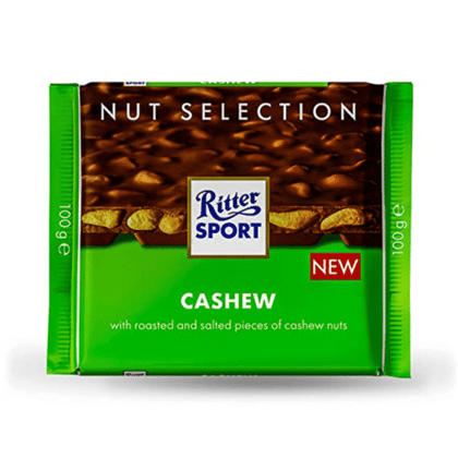 Ritter Sport Milk Chocolate with Cashews, 100 gm