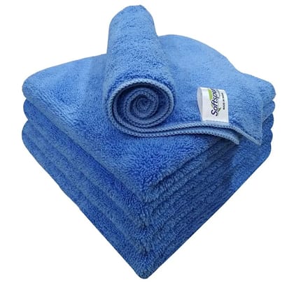 SOFTSPUN Microfiber High Loop Cleaning Cloths, 40x60 cms 5 pcs Towel Set 380 GSM - Sky Blue. Thick Lint & Streak-Free Multipurpose Cloths.