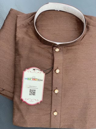 Chocolate Brown Plain Men\'S Kurta Pajama Set - Customized, With Pajama, Indian Ethnic Wear For Weddings, Parties, Festivals India, (Size - 38) by Rang Bharat