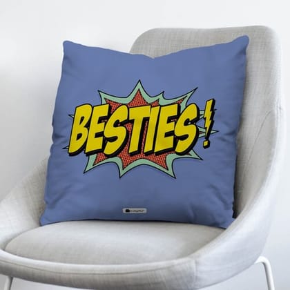 Indigifts Best Friend Besties Printed Cushion(12 Inch X 12 Inch) with Free Filler Combo Set for BFF Birthday, Blue, Friendship Day, Friends for Girls, Friendship Day Gift Hamper, Cushion For Friends