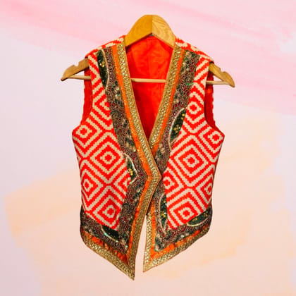 Embellished vest orange-Medium