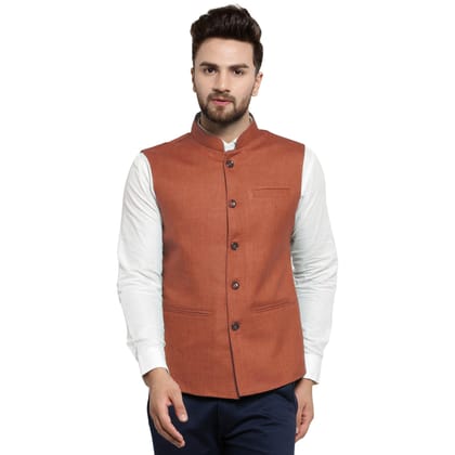 Treemoda Coffee Brown Nehru jacket For Men Stylish Latest Design Suitable for Ethnic Wear/Wedding Wear/ Formal Wear/Casual Wear-S-36