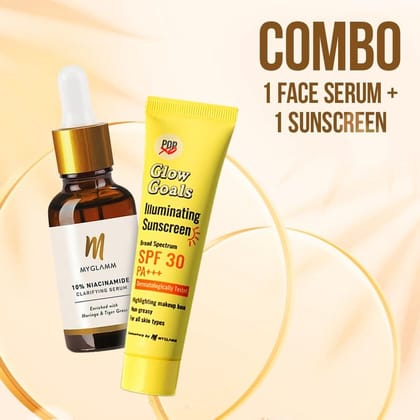 MyGlamm 10% Niacinamide Clarifying Serum + POPxo Glow Goals Sunscreen