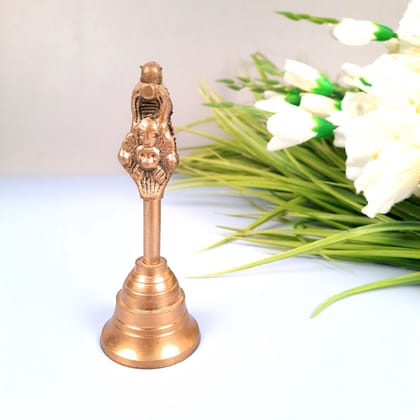 Pooja Mandir Bell Brass | Puja Ghanti - for Home Temple, Puja, Arti | Religious Puja Item - 5 inch-Design 1