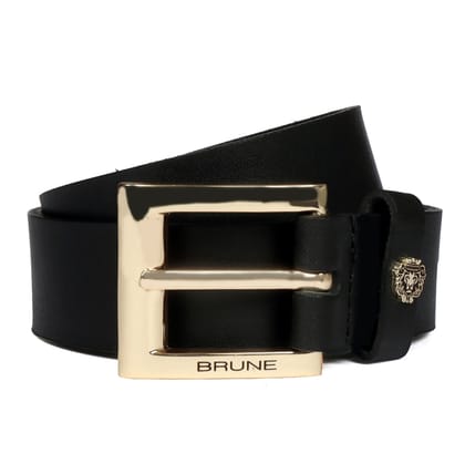 Heavy Duty Belt Black Thick Leather Golden Square Buckle By Brune & Bareskin-32