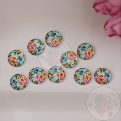 Mini Round Glass Cabochon - Ocean Blue