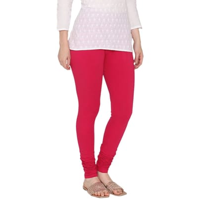 Women's Cotton Churidar Leggings (Free Size) - Fuchsia