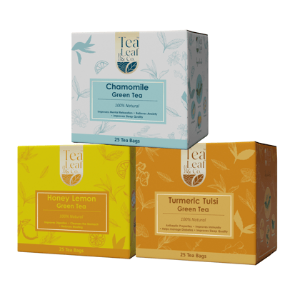 Honey Lemon Turmeric Tulsi & Chamomile Green Tea Calming Blends Natural 25 Tea Bags Each Pack of 3 Tea Bags
