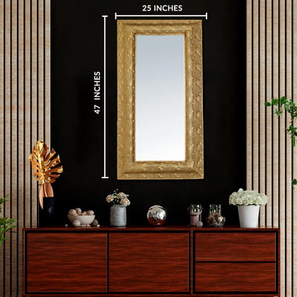 Harmonia Decorative Wall Mirror-LENGTH - 47 INCHES & WIDTH - 25 INCHES / Glass & Metal / Available