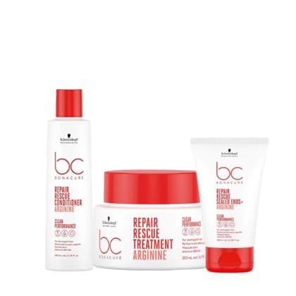 Schwarzkopf Professional Bonacure Peptide Repair Rescue Conditioner 200ml Serum and Mask Combo Pack of 3-200ml+200ml+100ml