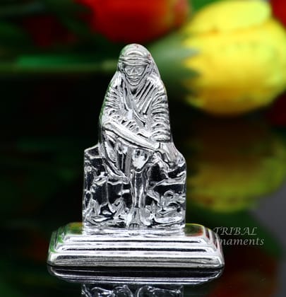 Solid sterling silver handmade Divine Hindu idol deity Sai Baba statue murti divine Statue Sculpture figurine puja article gifting ART553