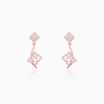 Rose Gold Zircon Studded Twig Earrings