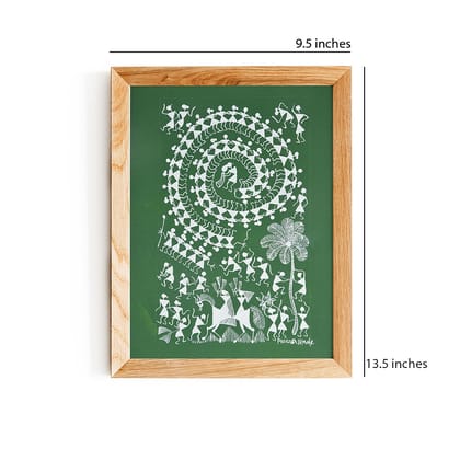 warli painting tarpa dance and coconut treeWLC08