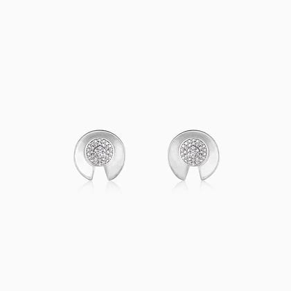 Silver Shimmering Love Stud Earrings