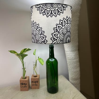 Upcycled Wine Bottle Mandala Shade Lamp