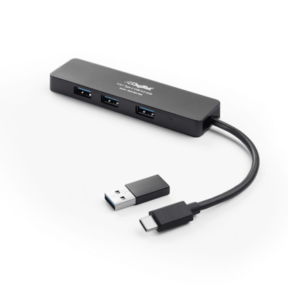 Digitek (DUH 004 PRO) Aluminum USB C Hub with 4 USB Ports, High Speed, Compatible with MacBook, Windows, C-Type Smartphones and Other Type-C Devices