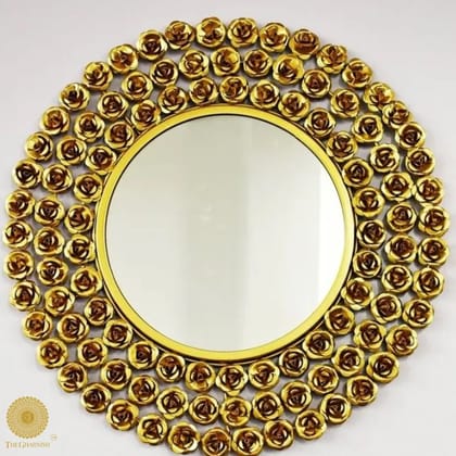 Rose Frame Metallic Wall Mirror(30 Inches Dia)